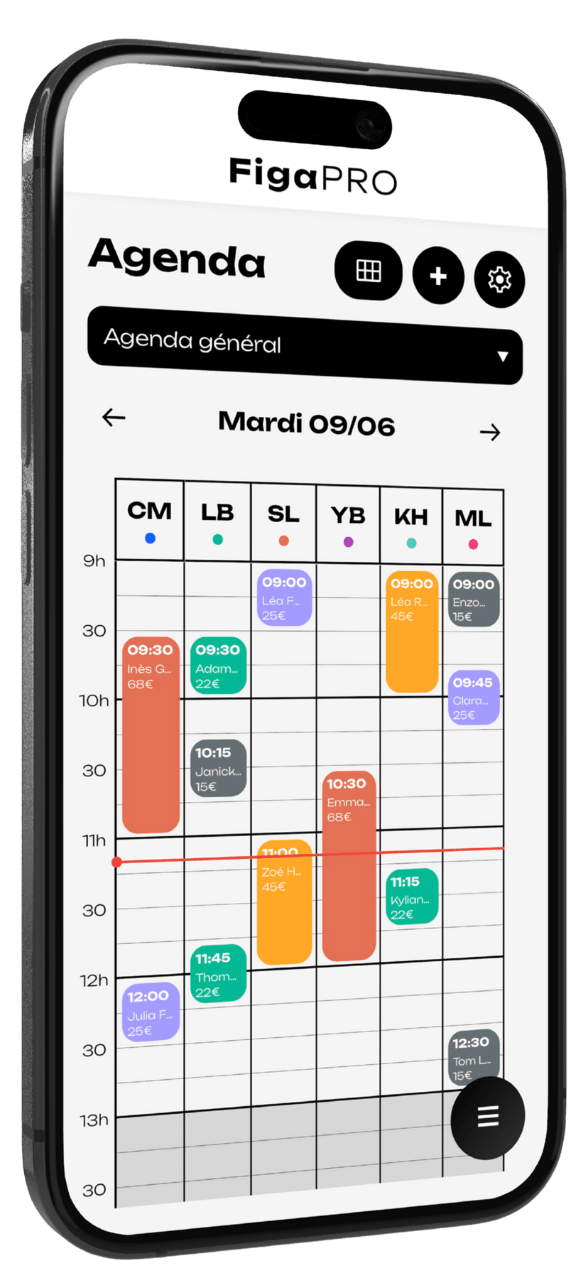 Agenda de Figa Pro, l’application de gestion pour coiffeur et institut de beauté