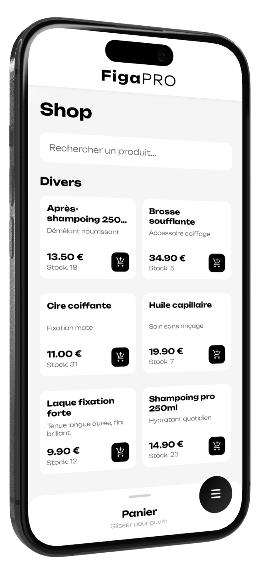 Boutique et ventes au détail dans l’application Figa Pro